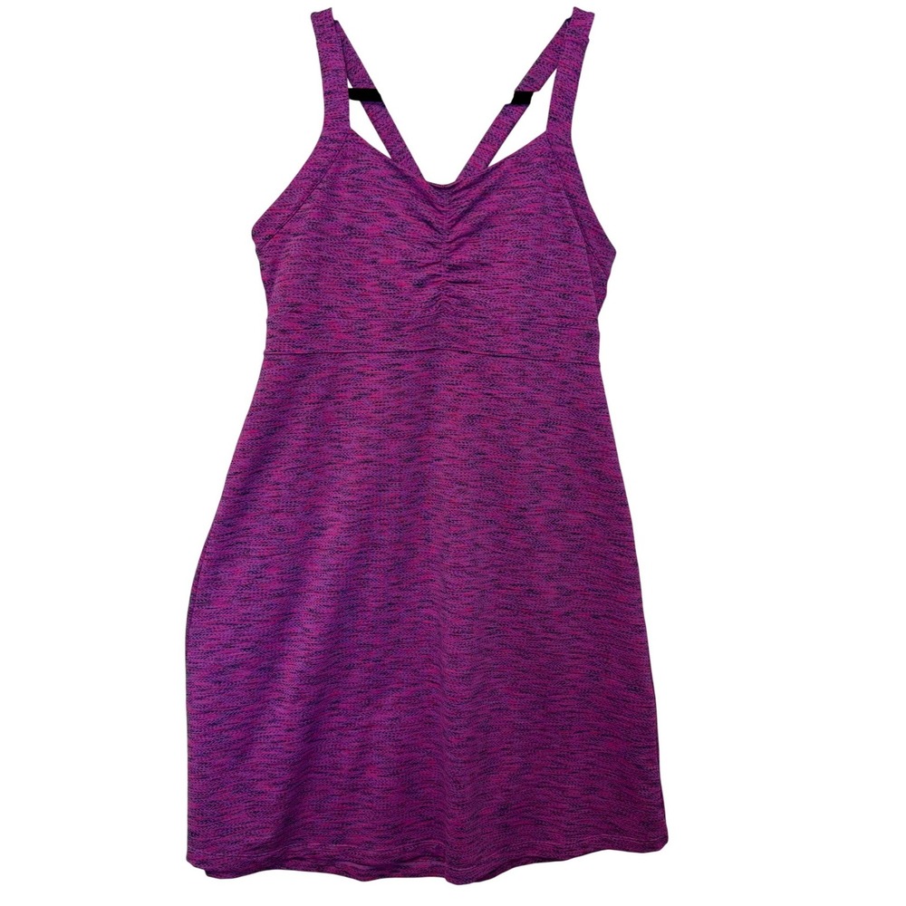 Title Nine Pink Purple Heathered Ruched Athletic Tennis Dress Women's Size L